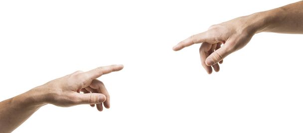 Kaksi kättä ojennetut etusormet ojennettuina toisiaan kohti
 - Valokuva, kuva