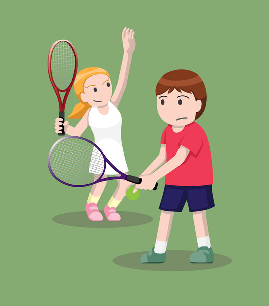 Tennis Pose Cartoon Vector Illustration 9 - Vecteur, image