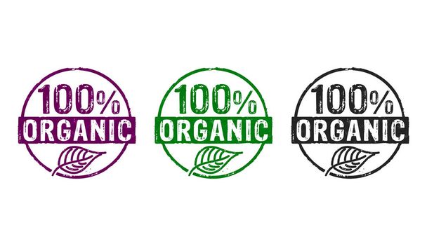 100 percent organic stamp - Photo, Image