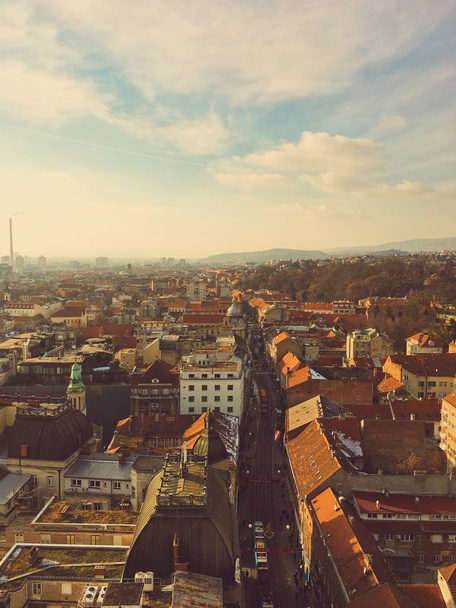 Letecký výhled na město Záhřeb, Chorvatsko - Fotografie, Obrázek