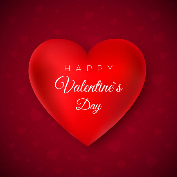 Valentines day greeting card. Happy Valentine`s day. Red heart with text on red background. vector illustration - Vektor, obrázek
