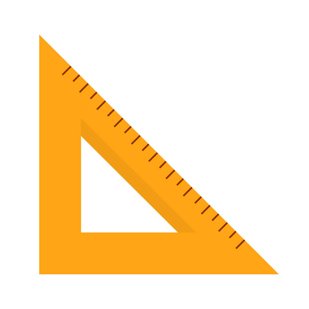 Triangle ruler vector isolated. Yellow tool, school stationery - Vektor, obrázek