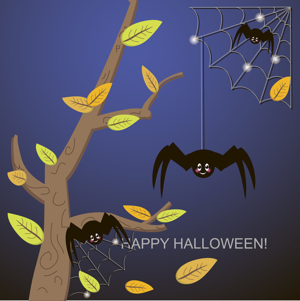 Aranhas na árvore da web
 - Vetor, Imagem