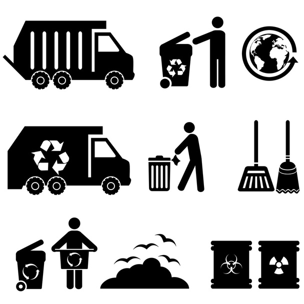 afval en vuilnis pictogrammen - Vector, afbeelding
