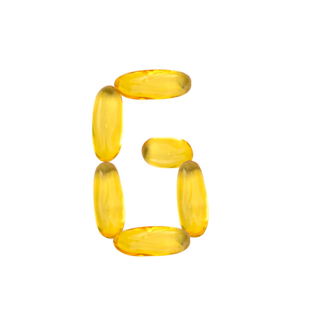 魚の油の錠剤から作られた g アルファベット - 写真・画像