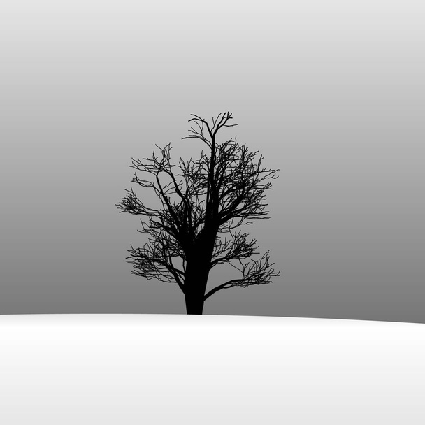 zimowe drzewa krajobrazowe w tle śniegu - Wektor, obraz