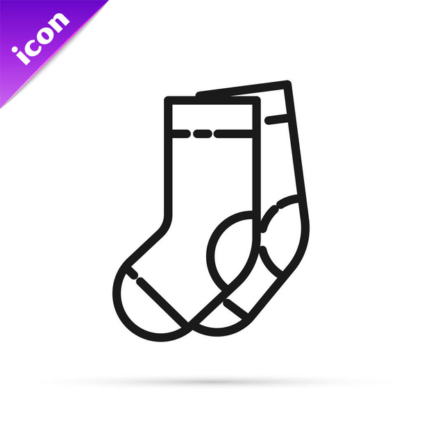 Černá čára Ponožky ikona izolované na bílém pozadí. Vektorová ilustrace - Vektor, obrázek