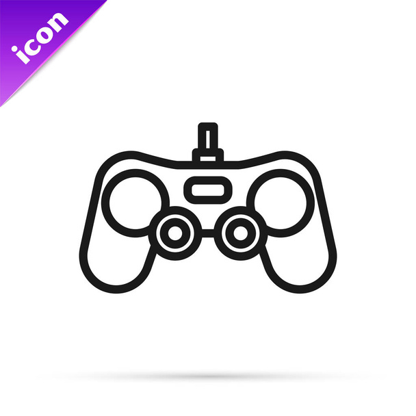 Černá čára Gamepad ikona izolované na bílém pozadí. Herní ovladač. Vektorová ilustrace - Vektor, obrázek