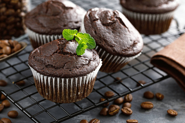 Coffee chocolate muffins for breakfast - Zdjęcie, obraz