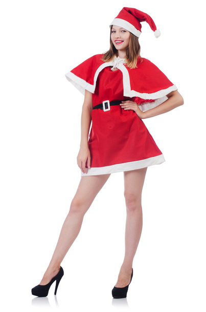 Young woman in red santa costume - Fotoğraf, Görsel