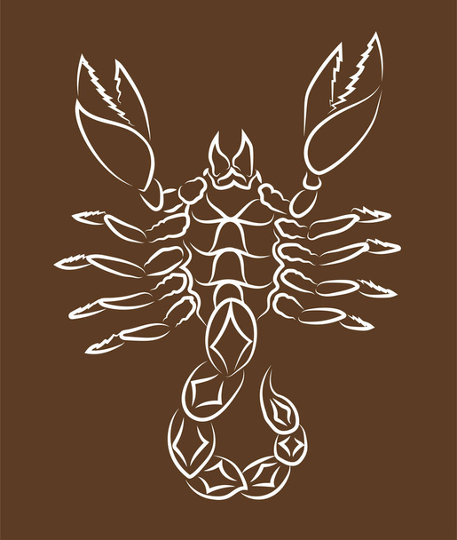 Hnd dessiné art lline avec silhouette de scorpion blanc
 - Vecteur, image