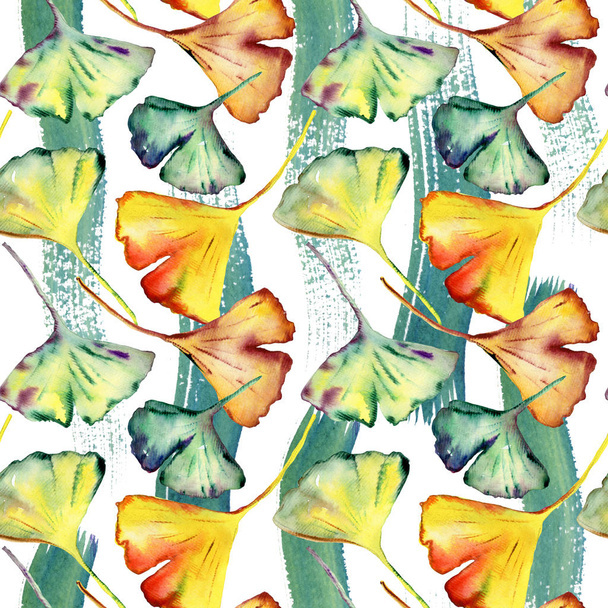 Ginkgo Biloba leaf fashion print. Seamless Pattern - Photo, Image