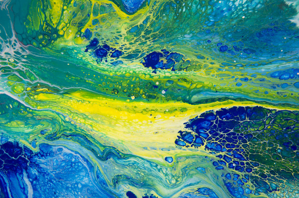 acrylic, paint, abstract. Closeup of the painting. Colorful abstract painting background. Highly-textured oil paint. High quality details. Marbling. Marble texture. Paint splash. Colorful fluid - Foto, Imagen