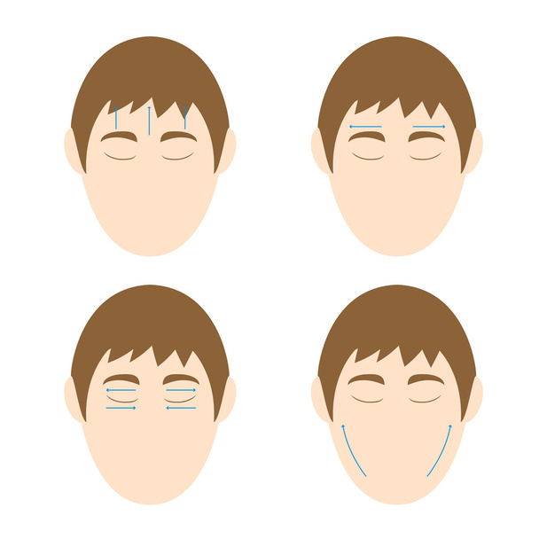 Man easy massage anti face wrinkle 1 - Vector, Image