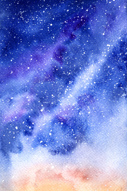 Космічне зоряне небо. галактика. зображення на папері. акварельний фон
 - Фото, зображення