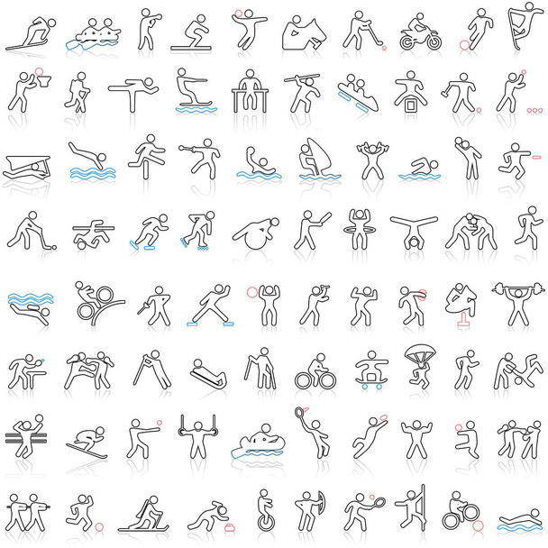 Sport linea icona set, collezione di simboli di gioco
 - Vettoriali, immagini