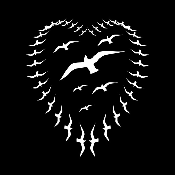 sfondo nero uccelli vita vettore arte - Vettoriali, immagini
