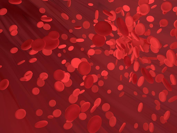 Красные кровяные тельца текут в кровеносных сосудах тела. Научный граф
 - Фото, изображение