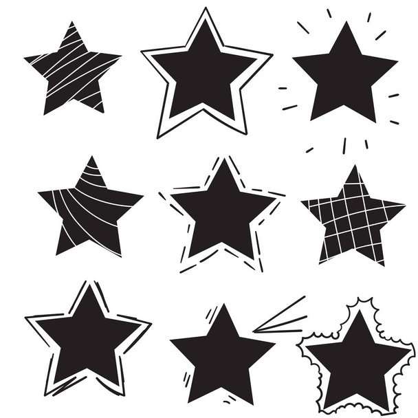 doodle yıldız koleksiyonu izole edildi - Vektör, Görsel