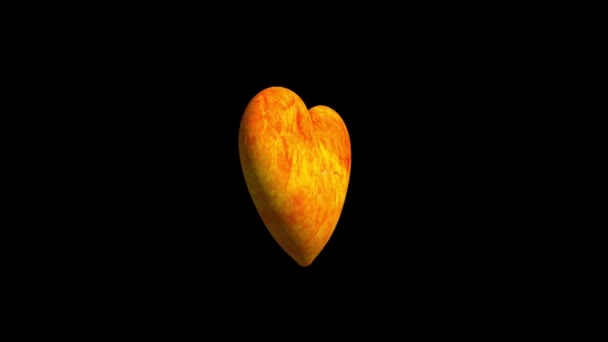 Стильный 3D огненное сердце вращается в темном пространстве, День святого Валентина гламурные кадры
  - Кадры, видео