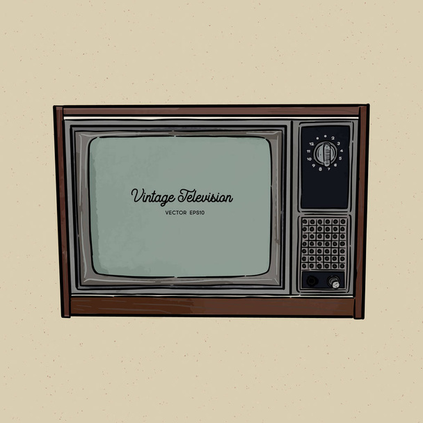 retro television, TV old style sketch vector. - ベクター画像