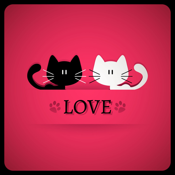 Valentine card with cute cats - Vektor, Bild