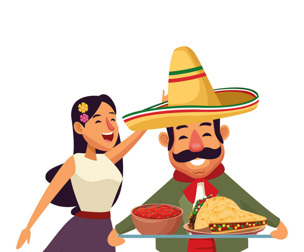 μεξικάνικο παραδοσιακό πολιτισμό εικονίδιο κινουμένων σχεδίων - Διάνυσμα, εικόνα