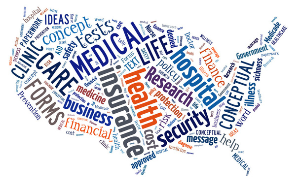 Word Cloud mostrando termos médicos e de seguro
 - Foto, Imagem