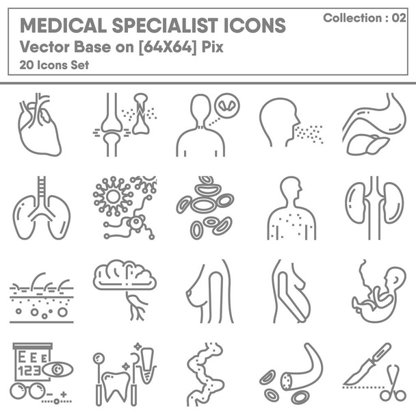 Профессионально-медицинский набор икон, Коллекция икон для бизнес-больницы и клиники, Профессиональный врач медицины. Дизайн
 - Вектор,изображение