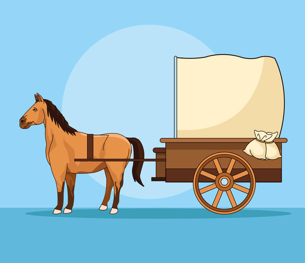 Pferd mit antiker Kutsche - Vektor, Bild