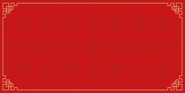 金のボールと水平中国の赤のパターンバナーの背景 - ベクター画像