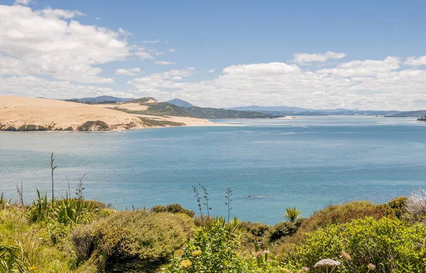 A scenery of the Hokianga harbor under the cloudy sky in Omapere  New Zealand - Foto, Imagen