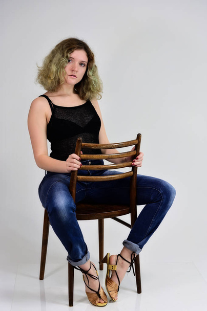 Model on a chair girl - Фото, зображення