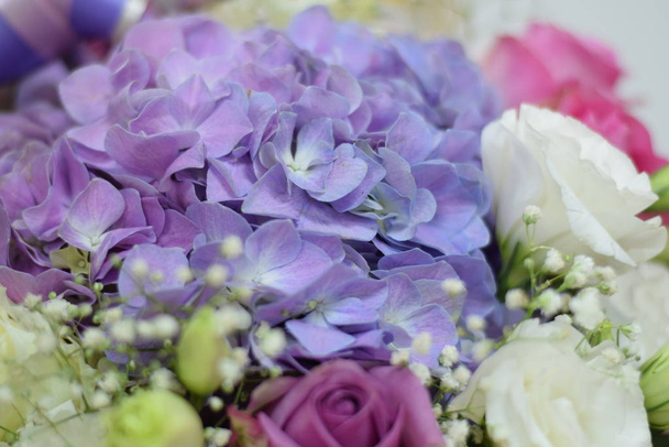 Flower bouquet of bride With Rose and Hydrangea beautiful flowers - Fotó, kép