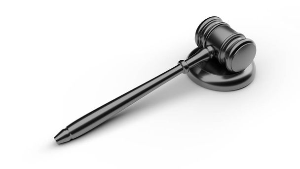 Metal silver gavel. Hammers's judiciary isolated on white background with clipping path. Hammer judge - 写真・画像