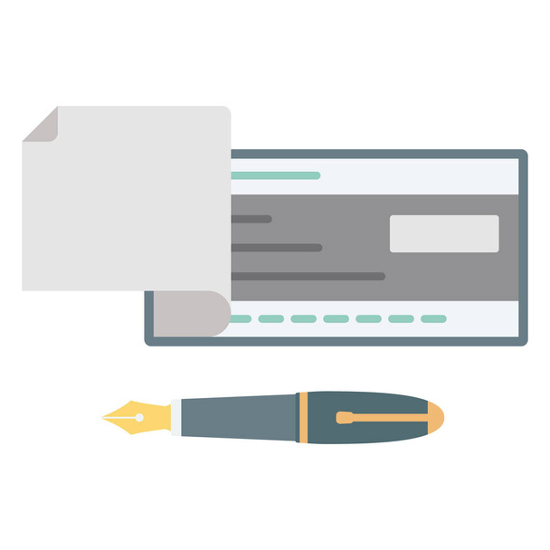 Cheque, pen Color Isolated Vector icon which can be easily modified - Vektör, Görsel