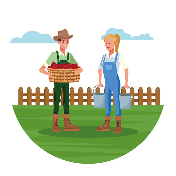 Zemědělci pracující v zemědělských kreslech - Vektor, obrázek