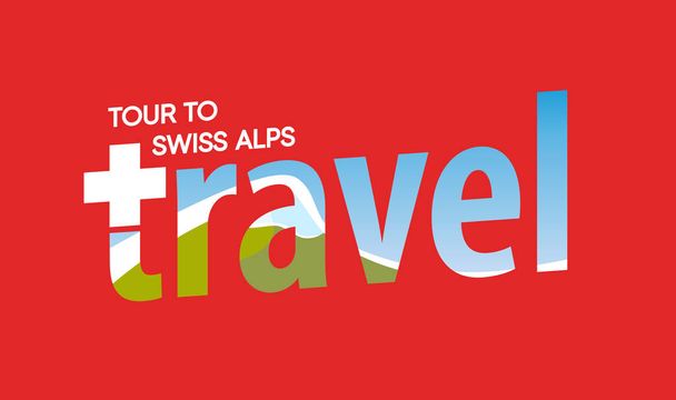 Swiss Alps travel label, Tour to Alpine Mountains - Vector, Image
