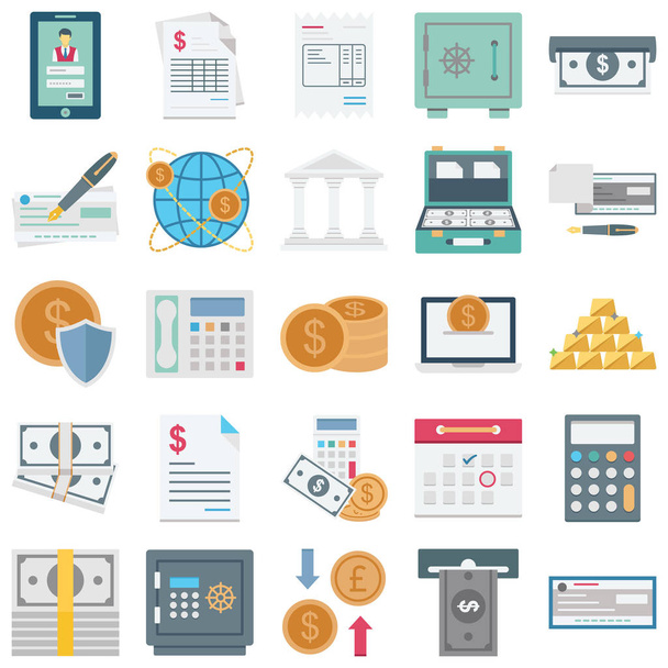 Finance, Payment and Banking color isolate Vector Icons Set every single icon can be easily modified or edited - Vector, afbeelding