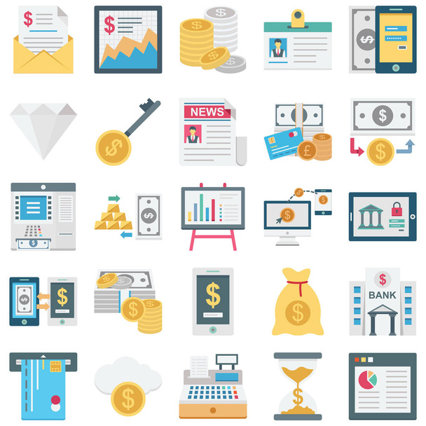 Finance, Payment and Banking color isolate Vector Icons Set every single icon can be easily modified or edited - Vector, Image