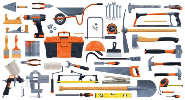 Construction, DIY and repair tools - Vektör, Görsel