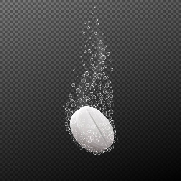 Effervescent or soluble pill with bubbles - Vector, Image