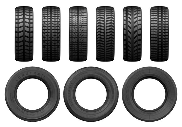 Car tires tread tracks, vector - Vector, Image
