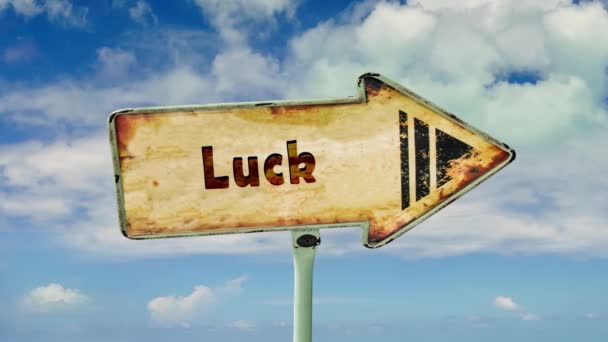 Street Sign the Way to Luck - Footage, Video