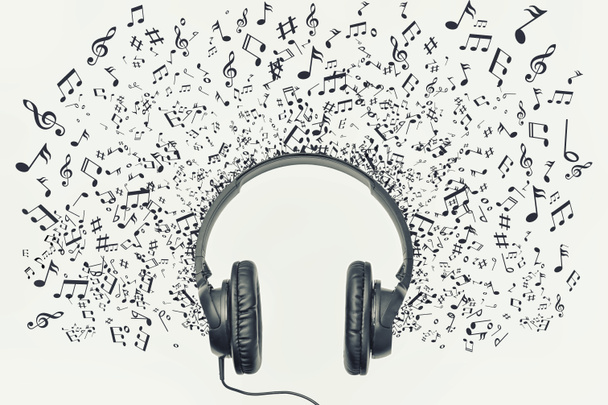 Fejhallgató és jel zenei megjegyzés - Fotó, kép