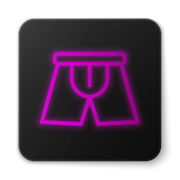 Glowing neon line Men underpants icon isolated on white background. Man underwear. Black square button. Vector Illustration - Vector, Image