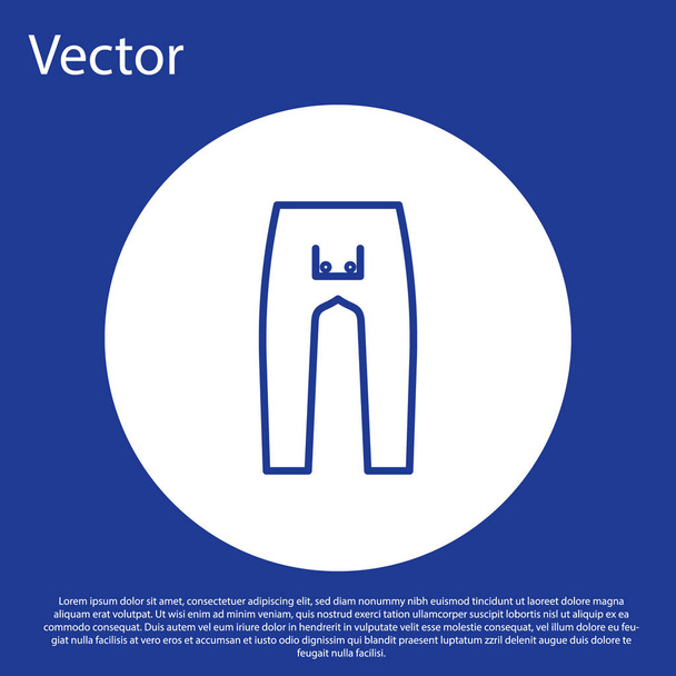 Blue line Pants icon isolated on blue background. White circle button. Vector Illustration - Vector, Image