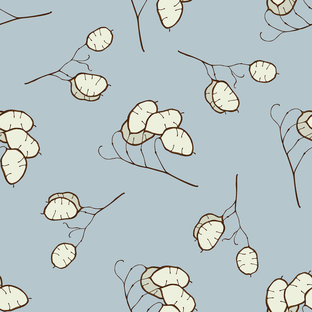 Seamless pattern with hand drawn colored lunaria - Wektor, obraz