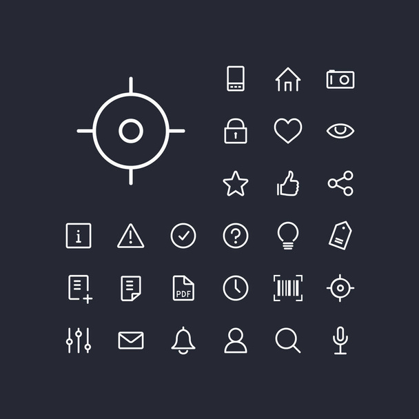 GPS icon in set on the white background. Universal linear icons to use in web and mobile app. - Vector, Image