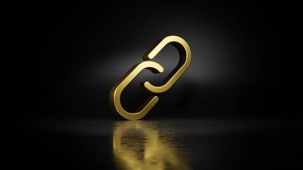 золотой металлический символ несвязного 3D рендеринга с размытым отражением на полу на темном фоне
 - Фото, изображение